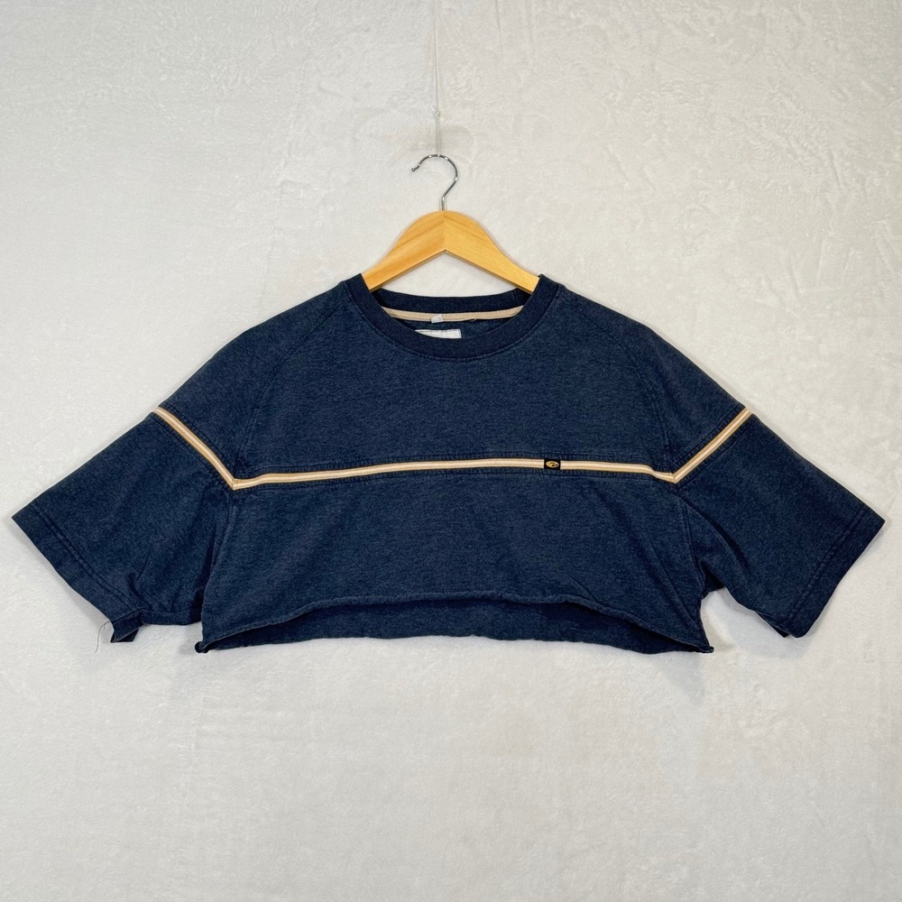 Point Zero Navy Blue Cropped Graphic T-Shirt Medium